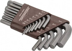 Paramount - 13 Piece L-Key Short Arm Hex Key Set - Hex Range 0.05 to 3/8", Steel - Industrial Tool & Supply