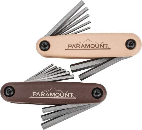 Paramount - 16 Piece Fold-Up Hex Key Set - Hex Range 5/64 to 1/4", Steel - Industrial Tool & Supply