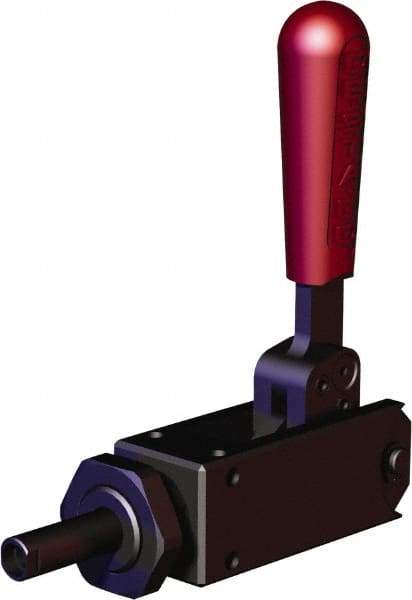 De-Sta-Co - 1,124.05 Lb Load Capacity, Flanged Base, Carbon Steel, Standard Straight Line Action Clamp - 2 Mounting Holes, 0.22" Mounting Hole Diam, 0.35" Plunger Diam, Straight Handle - Industrial Tool & Supply