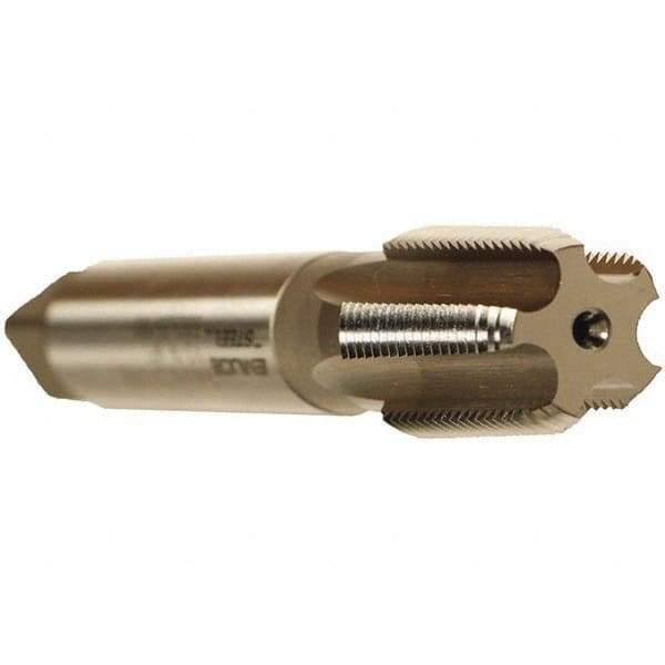 Emuge - 1/8-27 NPTF Thread, 5 Flute Standard Pipe Tap - 3-15/16" OAL, 3/4" Thread Length, 7/16" Shank Diam, Bright Finish, Cobalt - Exact Industrial Supply