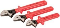 Wiha - 3 Piece, 1 to 1-1/2", Insulated Adjustable Wrench Set - Inch System of Measurement, Insulated Finish - Industrial Tool & Supply