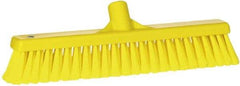 Vikan - 16" Fine Particle Synthetic Push Broom - 2" Bristle Length, Plastic Block, European Threaded Handle Connection - Industrial Tool & Supply