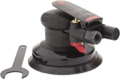 PRO-SOURCE - 12,000 OPM, 3 CFM Air Consumption, 90 psi Air Pressure, Palm Air Orbital Sander - Round Pad, Hook & Loop Backing, 1/4 NPT Inlet - Industrial Tool & Supply