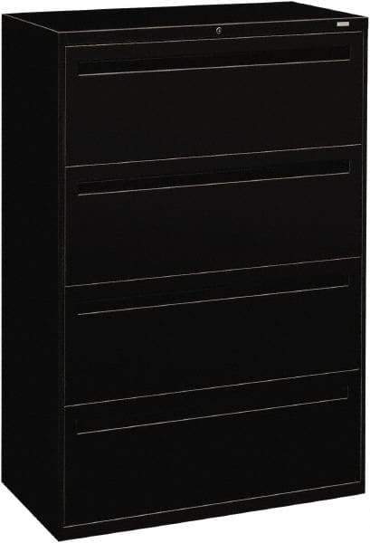 Hon - 36" Wide x 53-1/4" High x 19-1/4" Deep, 4 Drawer Lateral File - Steel, Black - Industrial Tool & Supply