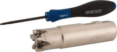 Seco - 1" Cut Diam, 0.157" Max Depth of Cut, 1" Shank Diam, 3.78" OAL, Indexable Square Shoulder End Mill - XNEX 04.. Inserts, Weldon Shank, 90° Lead Angle, Through Coolant, Series Square 6 - Industrial Tool & Supply