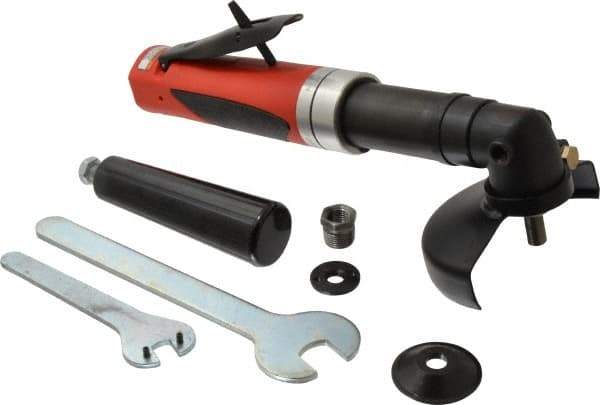 Sioux Tools - 4" Wheel Diam, 12,000 RPM, Pneumatic Angle & Disc Grinder - 3/8-24 Spindle, 35 CFM, Rear Exhaust - Industrial Tool & Supply