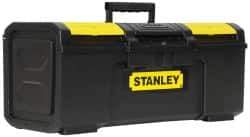 Stanley - 3 Compartment Tool Box - 23-5/16" Wide x 11" Deep x 10-5/32" High, Polypropylene, Black/Yellow - Industrial Tool & Supply