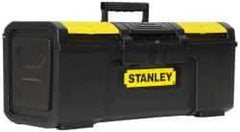 Stanley - 3 Compartment Tool Box - 23-5/16" Wide x 11" Deep x 10-5/32" High, Polypropylene, Black/Yellow - Industrial Tool & Supply