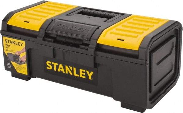 Stanley - 3 Compartment Tool Box - 15-13/32" Wide x 9-5/8" Deep x 6-5/16" High, Polypropylene, Black/Yellow - Industrial Tool & Supply