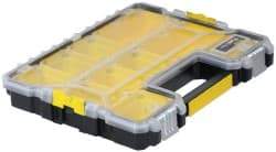 Stanley - 18-13/32" Wide x 13-29/32" High x 2-29/32" Deep, Shallow Small Parts Storage Box - Polypropylene Resin Frame, 10 Compartments, 3-1/4" Wide x 2" High x 5-3/8" Deep Bin - Industrial Tool & Supply