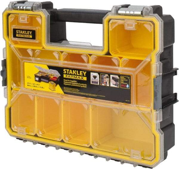 Stanley - 17-1/2" Wide x 14-1/2" High x 4-1/2" Deep, Deep Small Parts Storage Box - Polypropylene Resin Frame, 10 Compartments, 3-1/4" Wide x 3-1/2" High x 4-3/8" Deep Bin - Industrial Tool & Supply