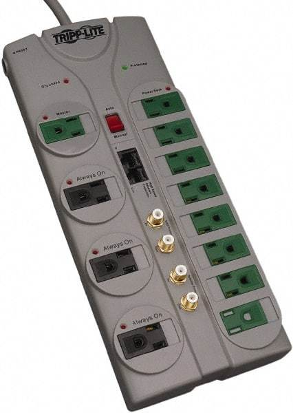 Tripp-Lite - 12 Outlets, 120 VAC15 Amps, 10' Cord, Power Outlet Strip - Floor, Keyhole Mount, 5-15 NEMA Configuration, 11.88" Strip - Industrial Tool & Supply