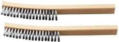 Ability One - 4 Rows x 1 Column Steel Plater's Brush - 13" OAL, 1" Trim Length, Wood Curved Handle - Industrial Tool & Supply