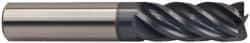 Accupro - 1", 5 Flute, Single End, Solid Carbide, 0.09" Corner Radius End Mill - 6" OAL, 37° Helix, Right Hand Flute, 2" LOC, Right Hand Cut - Industrial Tool & Supply
