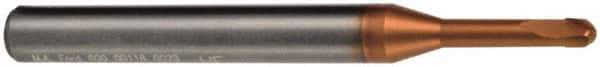 M.A. Ford - 1mm Diam, 0.8mm LOC, 2 Flute Solid Carbide Ball End Mill - ALtima 52 Finish, Single End, 63mm OAL, 4mm Shank Diam, Spiral Flute - Industrial Tool & Supply