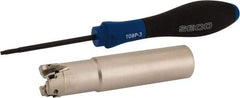 Seco - 3/4" Cut Diam, 0.157" Max Depth of Cut, 3/4" Shank Diam, 3.39" OAL, Indexable Square Shoulder End Mill - XNEX 04.. Inserts, Weldon Shank, 90° Lead Angle, Through Coolant, Series Square 6 - Industrial Tool & Supply