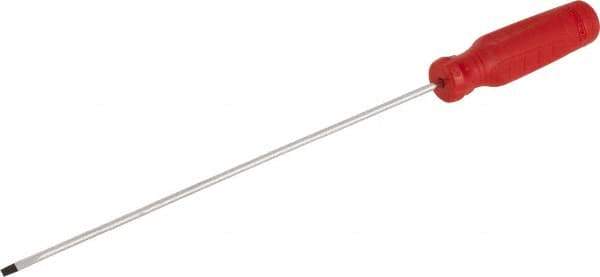 Proto - 286mm OAL Cabinet Slotted Screwdriver - 203mm Blade Length, Round Shank, Ergonomic Handle - Industrial Tool & Supply