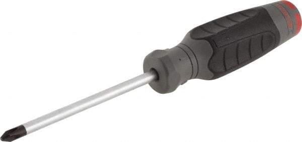 Proto - #2, 8-1/4" OAL, Standard Phillips Screwdriver - 4" Blade Length, Round Shank, Ergonomic Handle - Industrial Tool & Supply