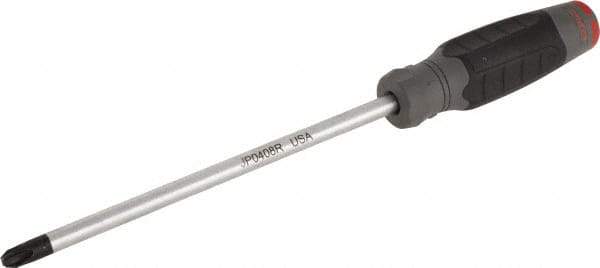 Proto - #4, 13" OAL, Standard Phillips Screwdriver - 8" Blade Length, Round Shank, Ergonomic Handle - Industrial Tool & Supply