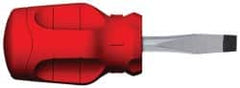 Slotted Screwdriver: 1/4″ Width, 3-3/4″ OAL, 1-1/2″ Blade Length 38mm Blade Length, Round Shank, Ergonomic Handle