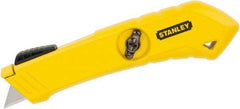 Stanley - Springback Safety Cutter - 2-29/64" Blade, Yellow Zinc Handle, 1 Blade Included - Industrial Tool & Supply