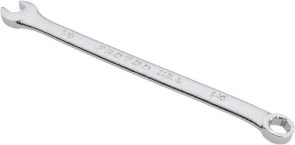 Proto - 1/4" 6 Point Combination Wrench - 15° Head Angle, 4-59/64" OAL, Steel, Satin Finish - Industrial Tool & Supply