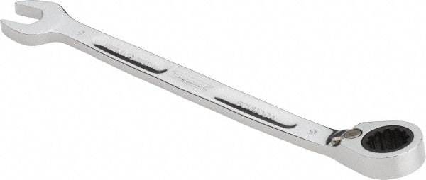 Proto - 9mm 12 Point Combination Wrench - 15° Head Angle, 5-43/64" OAL, Steel, Chrome Finish - Industrial Tool & Supply