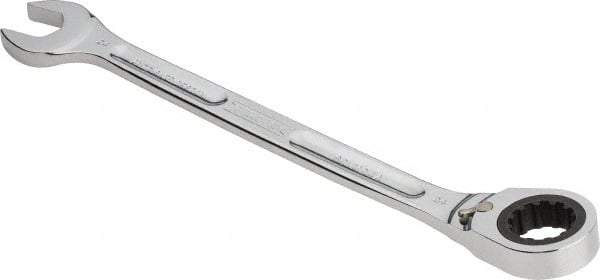 Proto - 24mm 12 Point Combination Wrench - 15° Head Angle, 13-5/16" OAL, Steel, Chrome Finish - Industrial Tool & Supply
