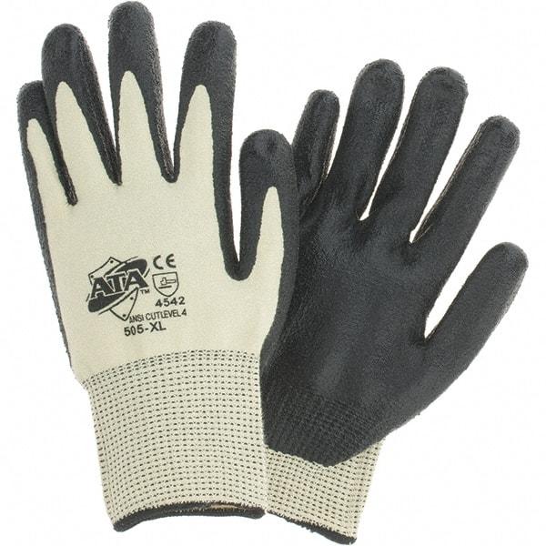 Worldwide Protective Products - Size XL, ANSI Cut Lvl 4, Puncture Lvl 2, Abrasion Lvl 3, Cut Resistant Gloves - Palm Coated, Black/Yellow - Industrial Tool & Supply