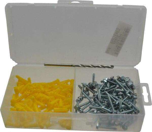 Value Collection - 200 Piece, #6 to 8 Screw, Plastic & Steel Hex Drive Anchor Assortment - Zinc Plated, 3/4" Long - Industrial Tool & Supply