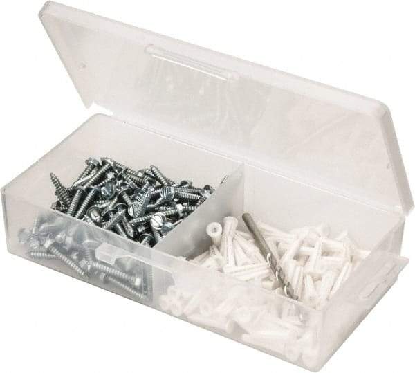 Value Collection - 200 Piece, #8 to 10 Screw, Plastic & Steel Hex Drive Anchor Assortment - Zinc Plated, 7/8" Long - Industrial Tool & Supply