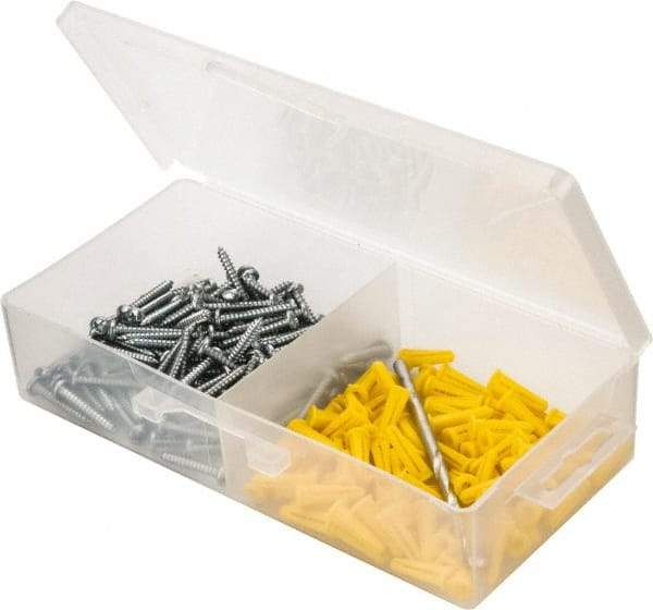 Value Collection - 300 Piece, #6 to 8 Screw, Plastic & Steel Slotted/Phillips Drive Anchor Assortment - Zinc Plated, 3/4" Long - Industrial Tool & Supply