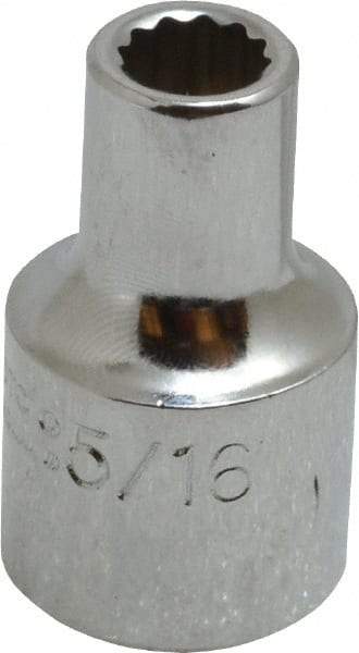 Proto - 5/16", 1/2" Drive, Standard Hand Socket - 12 Points, 1-31/64" OAL, Alloy Steel, Chrome Finish - Industrial Tool & Supply