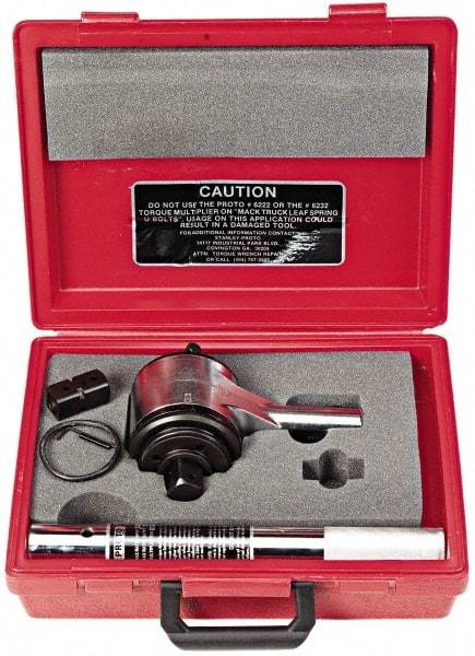 Proto - 1" Output Drive, 3,200 Ft/Lb Max Output, Two Stage Torque Wrench Multiplier - 18.5:1 Gear Ratio, 1:18.6 Effective Multiplier Ratio, 6-1/2" Head Thickness - Industrial Tool & Supply