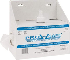 PRO-SAFE - 6 Inch Wide x 3 Inch High x 5 Inch Deep, Cardboard Lens Cleaning Station - 1 Pump, 8 Ounce Capacity Pump, 600 Towelettes, Disposable Station - Industrial Tool & Supply