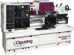 Clausing - 13-3/4" Swing, 25-1/4" Between Centers, 230 Volt, Triple Phase Engine Lathe - 4MT Taper, 10 hp, 17 to 3,250 RPM, 1-5/8" Bore Diam, 53" Deep x 65" High x 80" Long - Industrial Tool & Supply