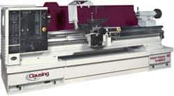 Clausing - 18-7/64" Swing, 80" Between Centers, 208/230/460 Volt, Triple Phase Engine Lathe - 5MT Taper, 15 hp, 20 to 2,000 RPM, 3" Bore Diam, 49" Deep x 51" High x 140" Long - Industrial Tool & Supply