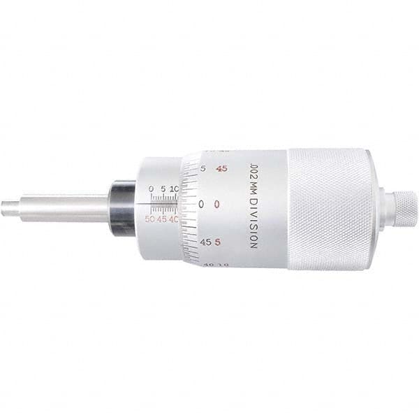 Starrett - 25mm, 2-1/16 Inch Plain Thimble, 5/16 Inch Diameter x 2-7/16 Inch Long Spindle, Mechanical Micrometer Head - Industrial Tool & Supply