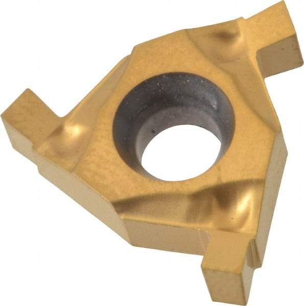 Hertel - 0.07716ER/IL Grade HG220TR, 0.077" Cutting Width Carbide Grooving Insert - 0.079" Max Depth of Cut, Right Hand, 0.004" Corner Radius, TiC/TiN Finish - Industrial Tool & Supply