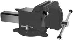 Yost Vises - 5" Jaw Width x 5" Jaw Opening Capacity, 2-5/8" Throat Depth, Bench & Pipe Combination Vise - 1/2 to 1-1/2" Pipe Capacity, Swivel Base, Bolt Down Attachment, Steel - Industrial Tool & Supply