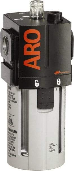 ARO/Ingersoll-Rand - 1/2" NPT, 150 Max psi Standard Modular Lubricator - Polycarbonate Bowl, Aluminum Body, 156 CFM, 125°F Max Temp, 2.76" Long x 2.87" Wide x 7.08" High - Industrial Tool & Supply