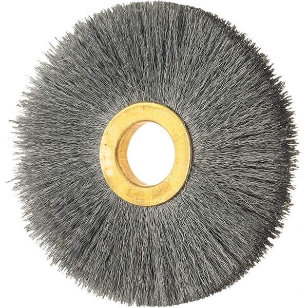 Osborn - 3" OD, 5/8" Arbor Hole, Crimped Steel Wheel Brush - 3/8" Face Width, 15/16" Trim Length, 0.008" Filament Diam, 20,000 RPM - Industrial Tool & Supply