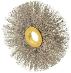 Osborn - 3" OD, 1/2" Arbor Hole, Crimped Stainless Steel Wheel Brush - 1/4" Face Width, 1" Trim Length, 0.008" Filament Diam, 20,000 RPM - Industrial Tool & Supply