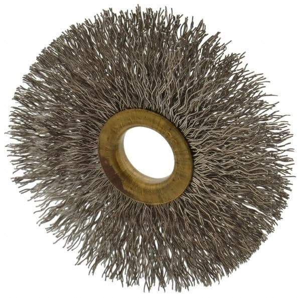 Osborn - 3" OD, 5/8" Arbor Hole, Crimped Stainless Steel Wheel Brush - 3/8" Face Width, 15/16" Trim Length, 0.014" Filament Diam, 20,000 RPM - Industrial Tool & Supply