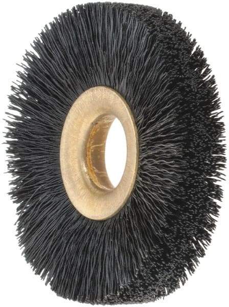 Osborn - 2" OD, 1/2" Arbor Hole, Nylon Wheel Brush - 3/8" Face Width, 9/16" Trim Length, 0.01" Filament Diam, 20,000 RPM - Industrial Tool & Supply