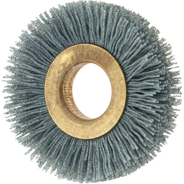 Osborn - 2" OD, 5/8" Arbor Hole, Crimped Nylon Wheel Brush - 3/8" Face Width, 7/16" Trim Length, 0.024" Filament Diam, 15,000 RPM - Industrial Tool & Supply