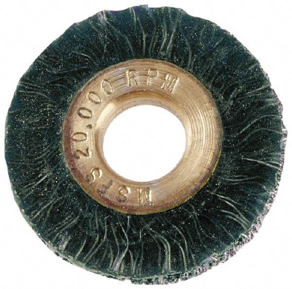 Osborn - 1-1/4" OD, 3/8" Arbor Hole, Steel Wheel Brush - 3/16" Face Width, 1/4" Trim Length, 0.008" Filament Diam, 20,000 RPM - Industrial Tool & Supply