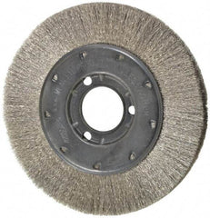 Osborn - 6" OD, 1-1/4" Arbor Hole, Crimped Stainless Steel Wheel Brush - 5/8" Face Width, 1-1/8" Trim Length, 0.005" Filament Diam, 6,000 RPM - Industrial Tool & Supply