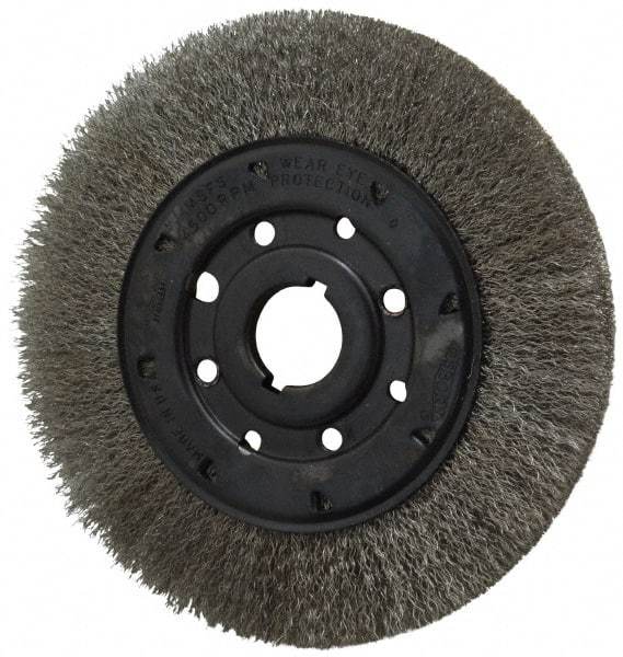 Osborn - 8" OD, 1-1/4" Arbor Hole, Crimped Stainless Steel Wheel Brush - 3/4" Face Width, 1-1/2" Trim Length, 0.0104" Filament Diam, 4,500 RPM - Industrial Tool & Supply