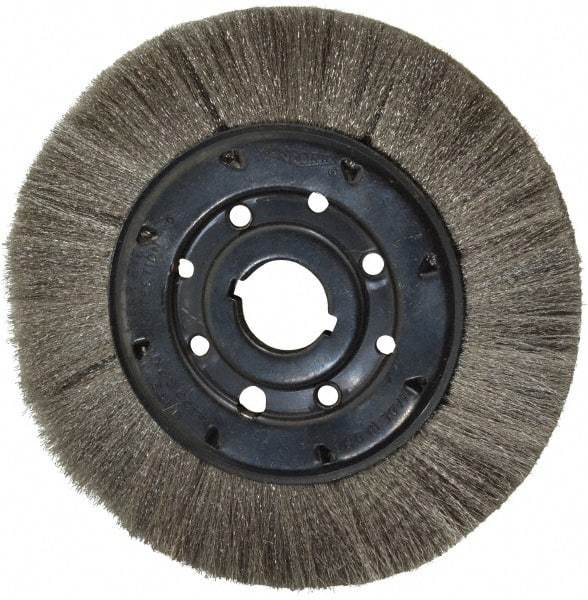 Osborn - 8" OD, 1-1/4" Arbor Hole, Crimped Stainless Steel Wheel Brush - 3/4" Face Width, 1-1/2" Trim Length, 0.005" Filament Diam, 4,500 RPM - Industrial Tool & Supply